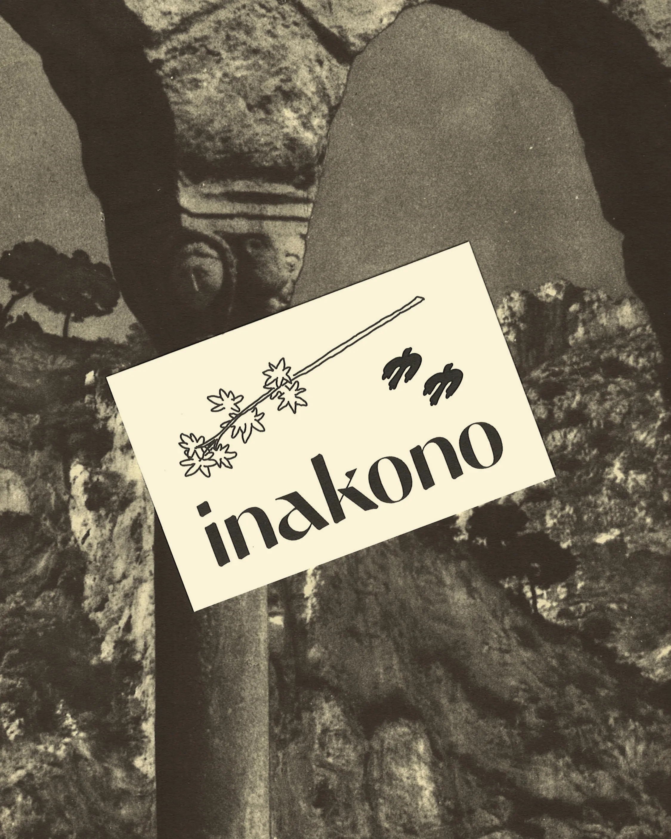 Inakono's business card layered on top of a vintage picture taken in the south of France